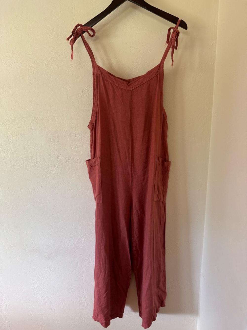 Meo Meli Made in Italy Linen Jumpsuit Style 876 Tie Strap Wide Leg Lagenlook